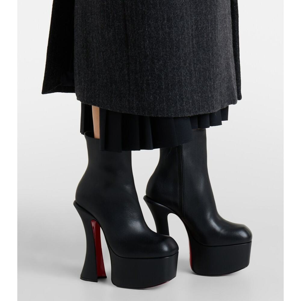 Christian Louboutin Aquabootie 160 Black Leather Platform Block Heel Bootie 36 - Picture 4 of 16